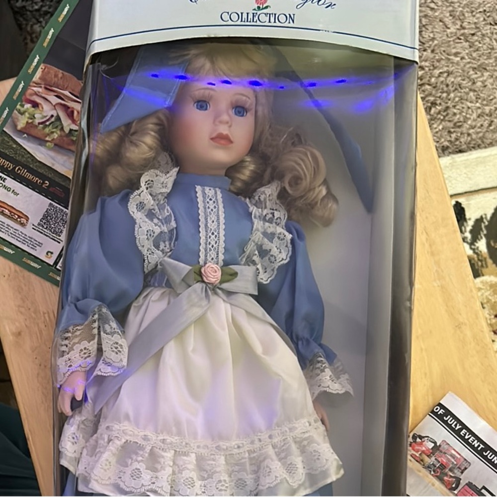 Blue and White Vintage-Inspired Dolls with Accessories
